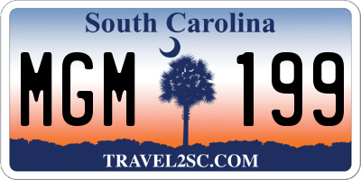 SC license plate MGM199