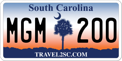 SC license plate MGM200