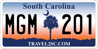 SC license plate MGM201