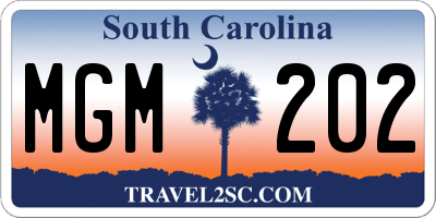 SC license plate MGM202