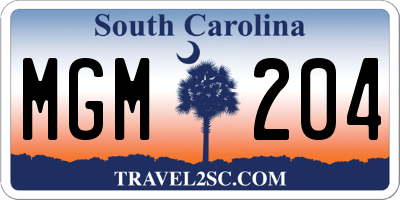 SC license plate MGM204