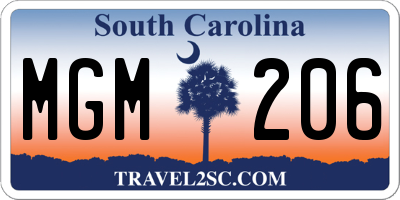 SC license plate MGM206