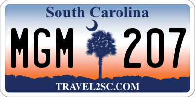 SC license plate MGM207