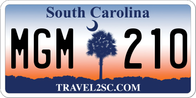 SC license plate MGM210