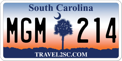 SC license plate MGM214