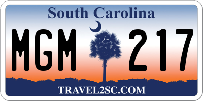 SC license plate MGM217
