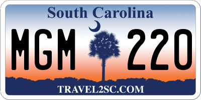 SC license plate MGM220
