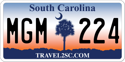 SC license plate MGM224