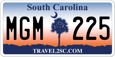 SC license plate MGM225