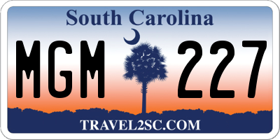 SC license plate MGM227