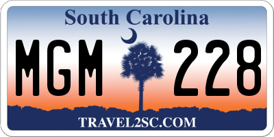 SC license plate MGM228