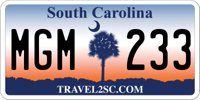 SC license plate MGM233