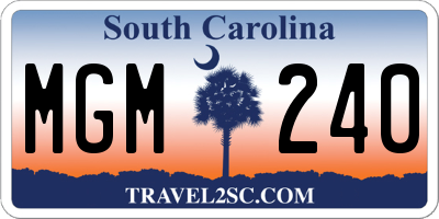 SC license plate MGM240