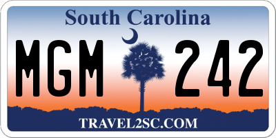 SC license plate MGM242