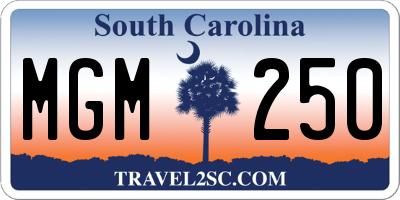 SC license plate MGM250
