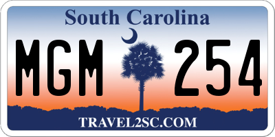 SC license plate MGM254