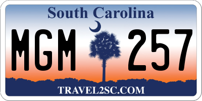 SC license plate MGM257