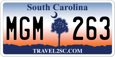 SC license plate MGM263
