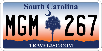 SC license plate MGM267