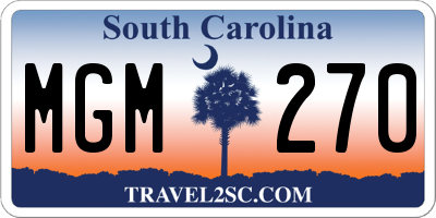 SC license plate MGM270