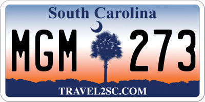 SC license plate MGM273