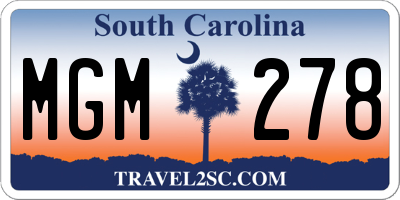 SC license plate MGM278
