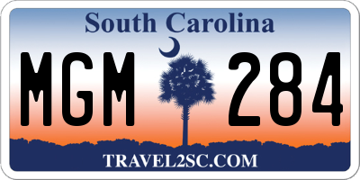 SC license plate MGM284