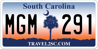 SC license plate MGM291