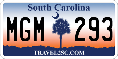 SC license plate MGM293