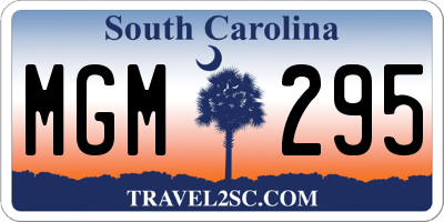 SC license plate MGM295