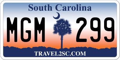 SC license plate MGM299
