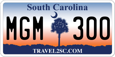 SC license plate MGM300