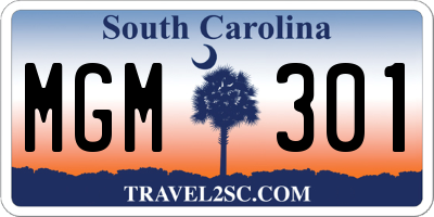 SC license plate MGM301