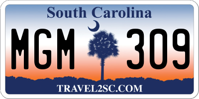 SC license plate MGM309