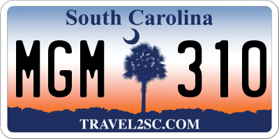 SC license plate MGM310