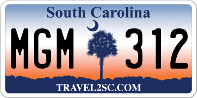 SC license plate MGM312