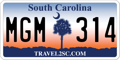 SC license plate MGM314