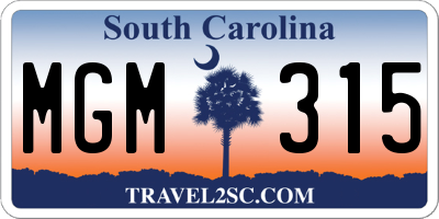 SC license plate MGM315