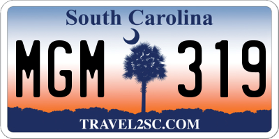 SC license plate MGM319