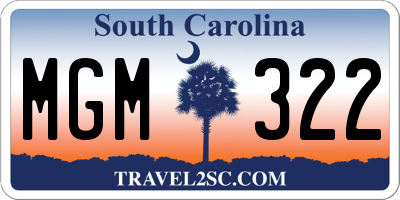 SC license plate MGM322