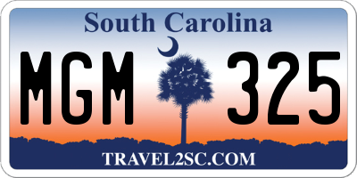 SC license plate MGM325