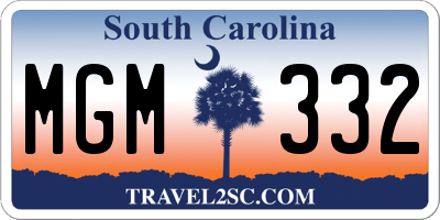 SC license plate MGM332