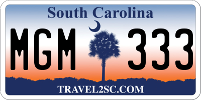 SC license plate MGM333