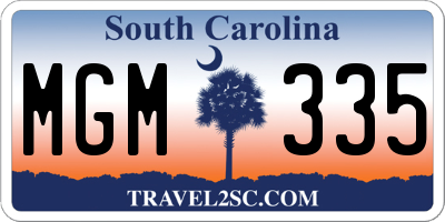 SC license plate MGM335