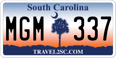 SC license plate MGM337