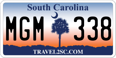 SC license plate MGM338