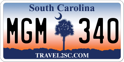 SC license plate MGM340