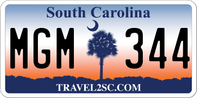 SC license plate MGM344
