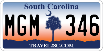 SC license plate MGM346