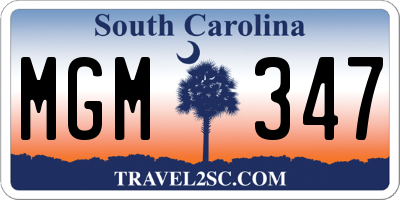 SC license plate MGM347